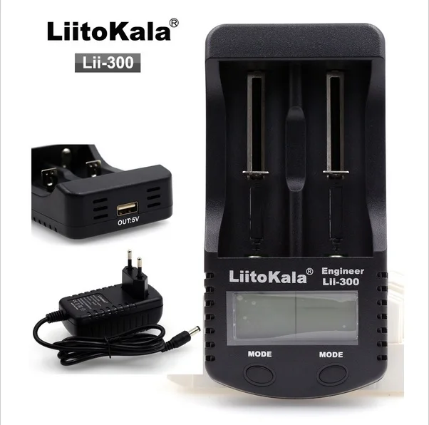 Lii-300 and Adapter Умное устройство для зарядки никель-металлогидридных аккумуляторов от компании Liitokala: Lii500 100 202 402 300 ЖК-дисплей батарея зарядное устройство to3.7V 18650 26650 18500 цилиндрический перезаряжаемые литиевые батареи - Цвет: Lii-300 and Adapter