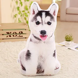 Husky Плюшевая подушка с имитацией собаки, декоративная подушка для дивана и стула, подушка для спинки сиденья, мягкая подушка в виде животного, померанский хаски, бультерьер - Цвет: Husky
