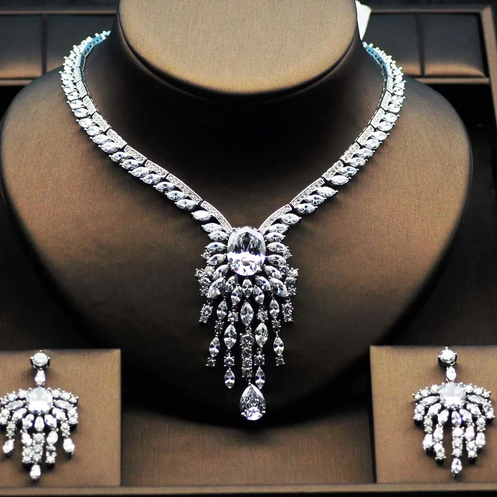 Высокое качество женский свадебный комплект ювелирных изделий в форме большого