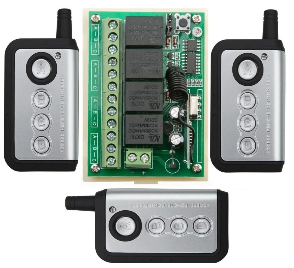 DC12V 10A 4CH Радиоконтроллер RF беспроводное реле дистанционное управление