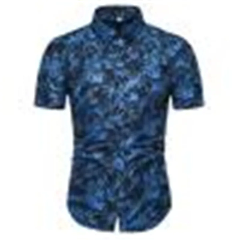 Blue Camicia Uomo, летняя Гавайская Мужская рубашка, повседневная, Camisa Masculina, с принтом, модный Пляжный топ с коротким рукавом, рубашка, горячая Распродажа размера плюс - Цвет: Blue