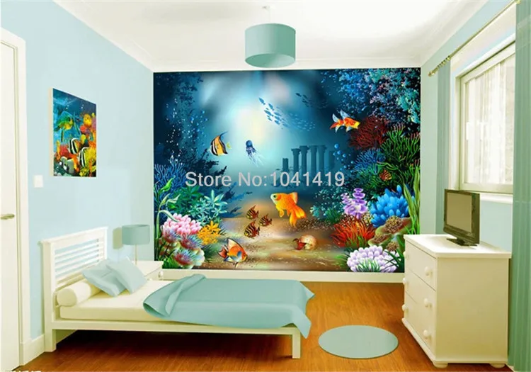Настенная бумага на заказ, 3D мультяшный подводный мир, фото, настенная живопись, детская спальня, мультяшный декор, Настенная бумага для стен 3 D