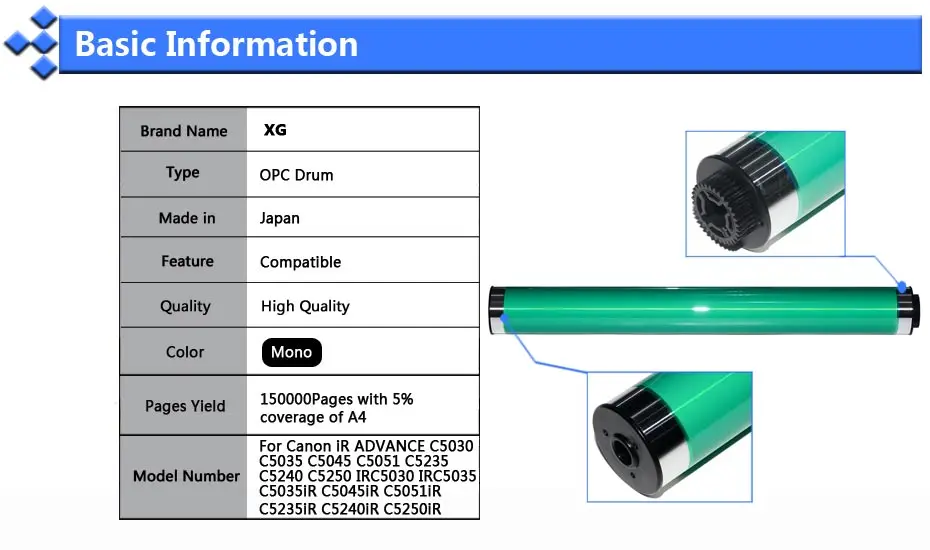 1X Japan 150000Page iR C5030 OPC совместимый сменный барабан для Canon ADVANCE C5035 C5045 C5051 C5235 C5240 IRC5030