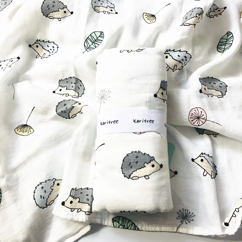 Муслиновые пеленки для новорожденных одеяла черного и белого цвета с принтом