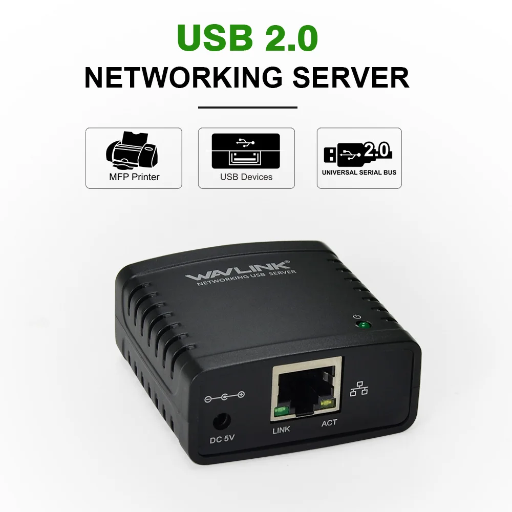Wavlink USB 2,0 сетевой LRP принт-сервер usb-хаб 100 Мбит/с общий доступ к сетевым принтерам LAN адаптер питания для Windows EU/US/UK plug