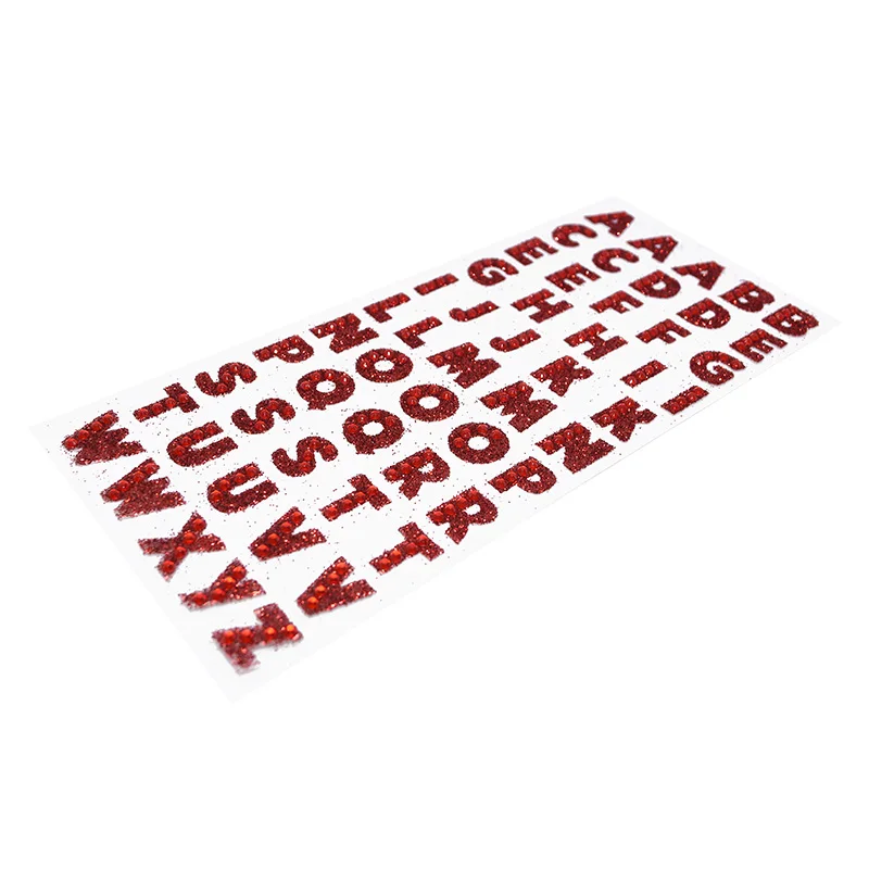 P04 Red 1 лист 26 шт. английские буквы из хрусталя DIY логотип страз Железный стикер s аксессуары PC телефон художественный Декор английские буквы-Стикеры - Цвет: P04 Red