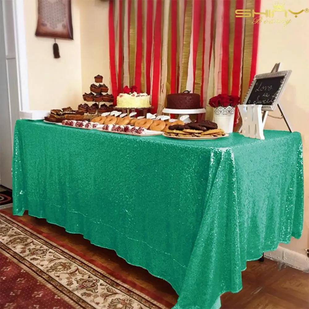 Green Квадратная скатерть с блестками черного и серебристого цвета, 60x120 дюймов, покрытие для обеденного стола, сверкающий стол с блестками для свадьбы/Party-C0415 - Цвет: Green