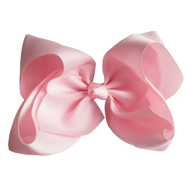 Pearl pink 8 дюймов, ручная работа, твердый большой бант для волос для девочек, детский бант из корсажной ленты с зажимами, бутик, большие аксессуары для волос - Цвет: Pearl pink