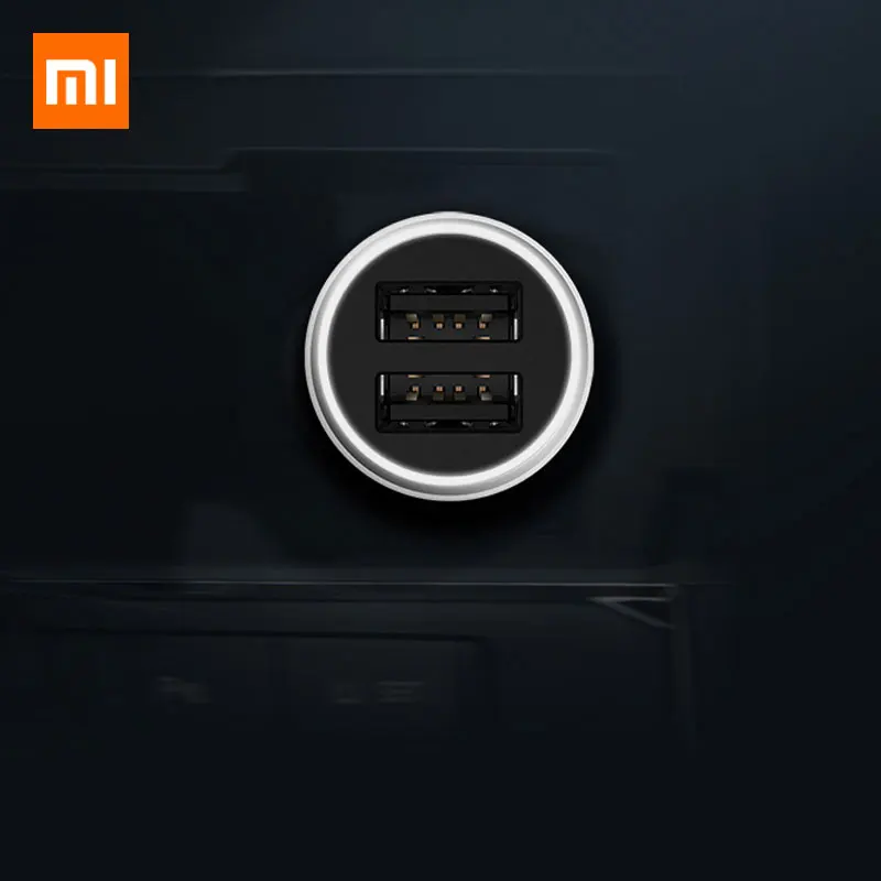 Оригинальное автомобильное зарядное устройство Xiaomi Dual USB Quick Charge 5 В/2,4 А 9 В/2 а 12 В/1,5 А макс. 18 Вт Быстрая зарядка с наконечниками светодиодный светильник