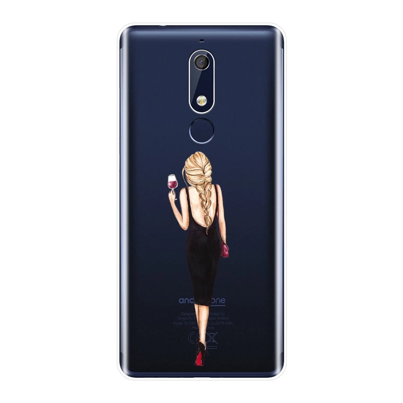 ТПУ черный чехол для девушки Путешествия женщины телефон Nokia 7 1 6 5 3 Plus Мягкий