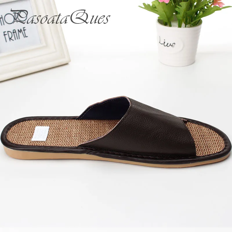 Мужская и женская обувь из натуральной кожи летние домашние дышащие тапочки с