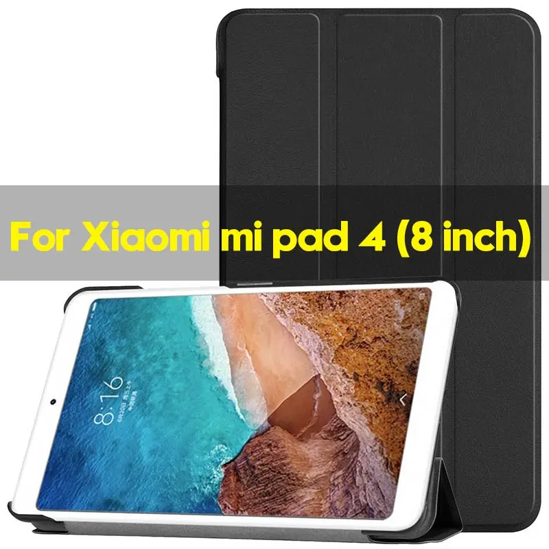 Ультратонкий чехол для Xiaomi mi pad 4 mi pad 4 8 Smart из искусственной кожи с магнитной застежкой для Xiaomi mi pad 4 Plus mi pad 4 Plus 10,1 - Цвет: mi pad 4 (Black)