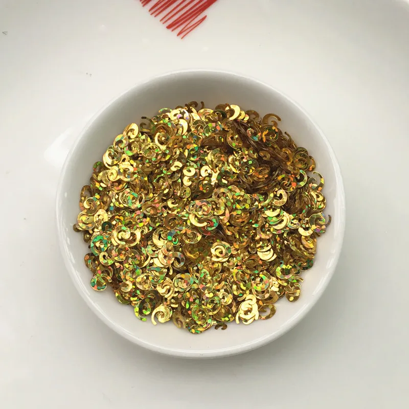 

10g Laser Gold 5mm Hook Shape Loose Sequins Paillettes DIY Nail Glitter Wedding craft Decoration DIY Accessories