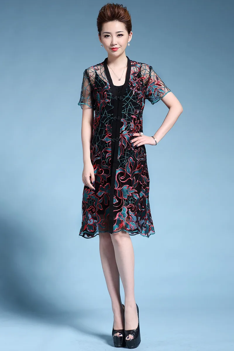 Новинка 2017 женское летнее платье в китайском стиле с цветочной вышивкой
