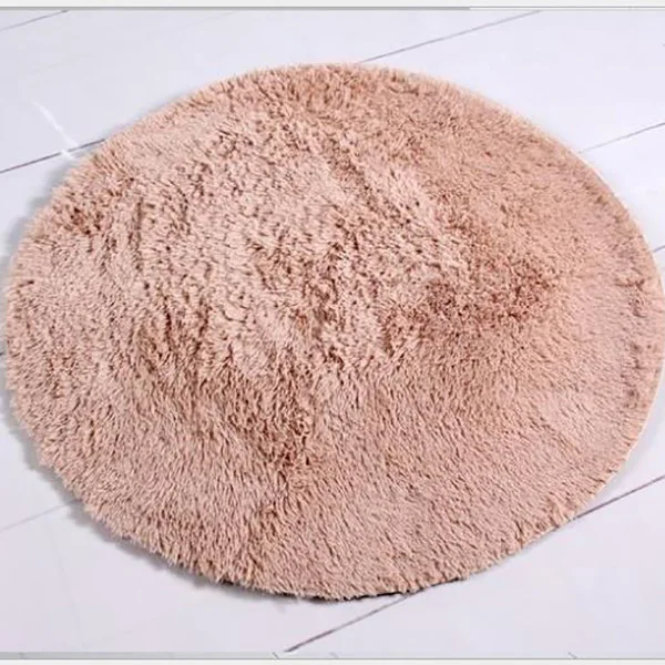 Beige Искусственный плюшевый ковер, плюшевые круглые ковры для гостиной, спальни, коврики, Противоскользящие коврики для малышей, мягкие коврики для ползания, коврик для ног - Цвет: Beige
