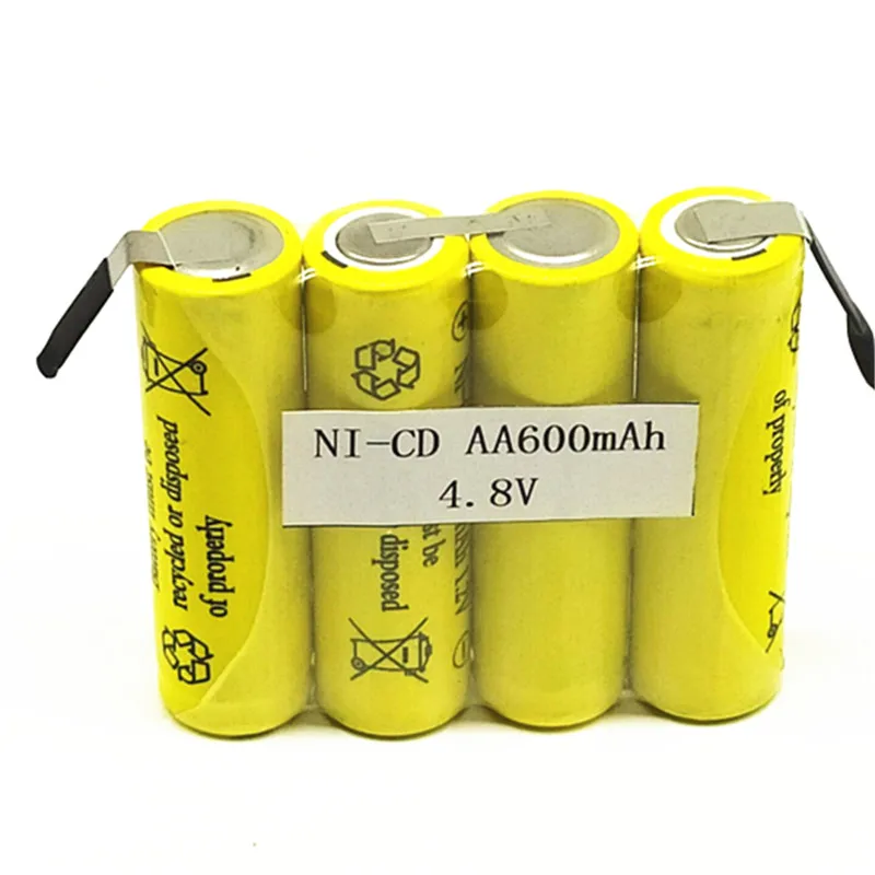 DIY 600 мАч никелевая-кадмиевая АА Батарея NI-CD 1,2 V 2,4 V 3,6 V 4,8 V 2A перезаряжаемые батареи