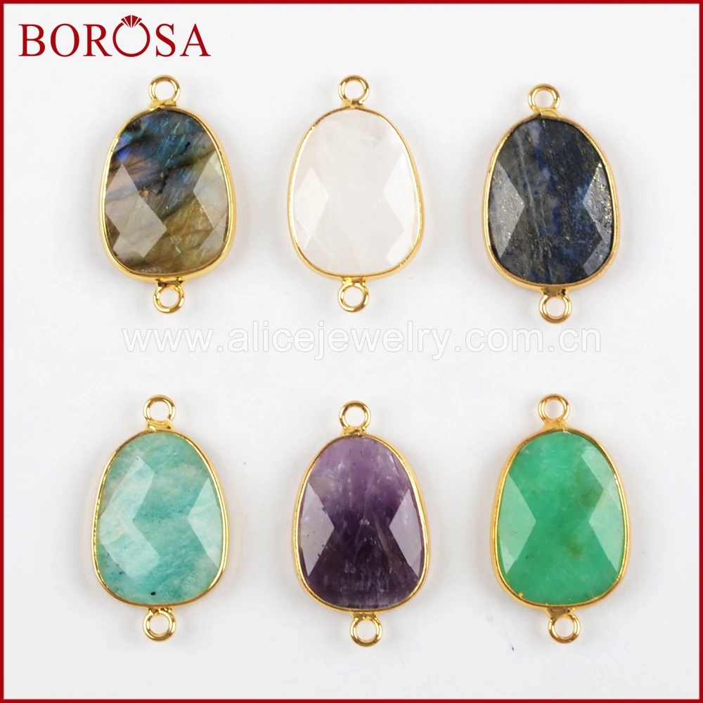 BOROSA золотистого цвета натуральный мульти-вид камней Druzy коннектор лабрадорит
