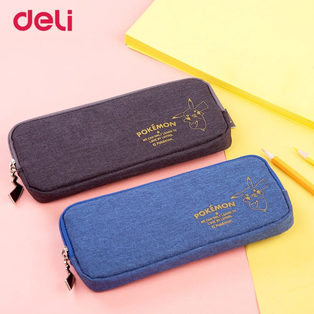 Чехол для карандашей Deli в стиле Покемон простой холщовый чехол на молнии милый