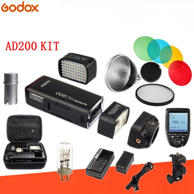 AD200 Godox AD200 комплект карманной вспышки стробоскоп 1/8000 HSS беспроводной монолайт 2900 мАч литиму батарея и голые лампы триггер комплект опционально - Цвет: AD200