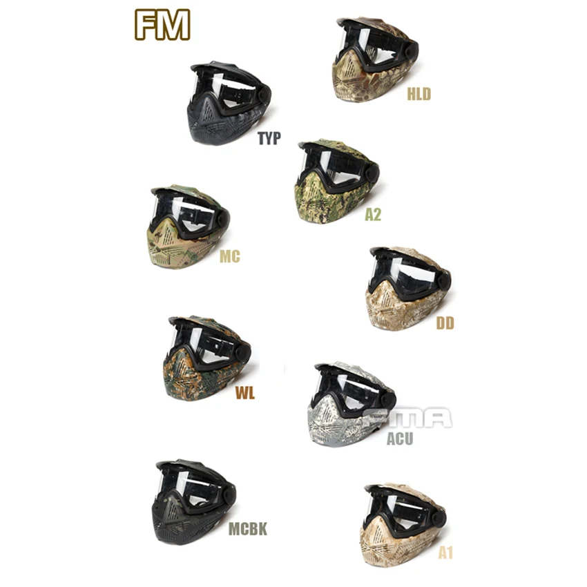 

FMA New Outdoor Paintball Airsoft F2 Full Face Mask with Single Layer Strengthen PC Lens FM-F0026 9 Colors