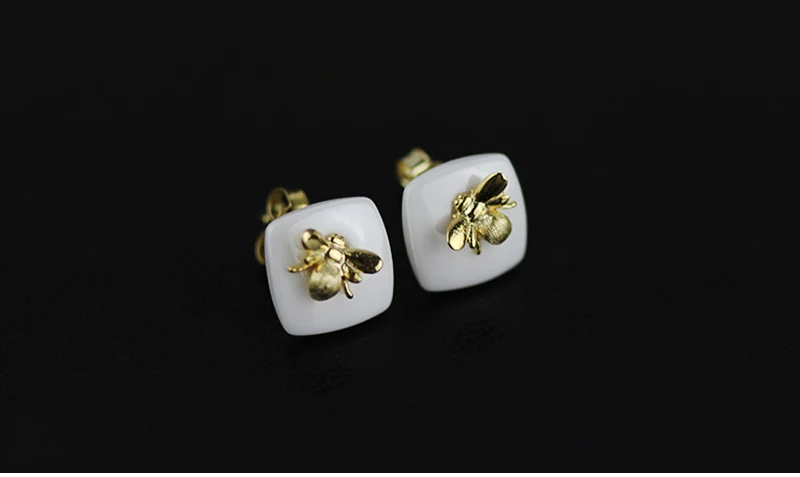 Lotus Fun Настоящее серебро 925 пробы Серьги натуральный ручной работы дизайнерские ювелирные изделия пчелы поцелуй из розы серьги гвоздики для женщин