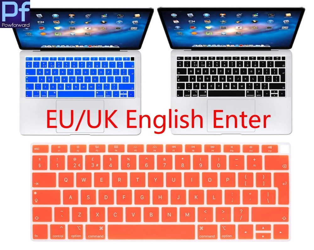 Евро британский английский покрытие для клавиатуры 2018 Новый Macbook Air 13 дюйм чехол