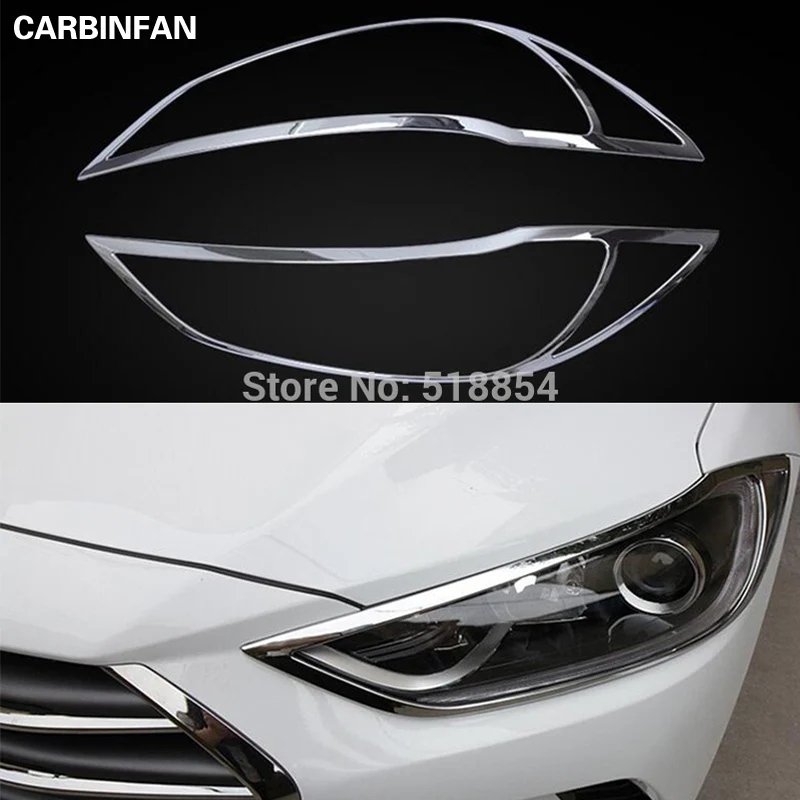 Подходит для HYUNDAI ELANTRA AVANTE хромированный передний головной светильник, накладка на лампу, молдинг, декоративный головной светильник, накладка на голову