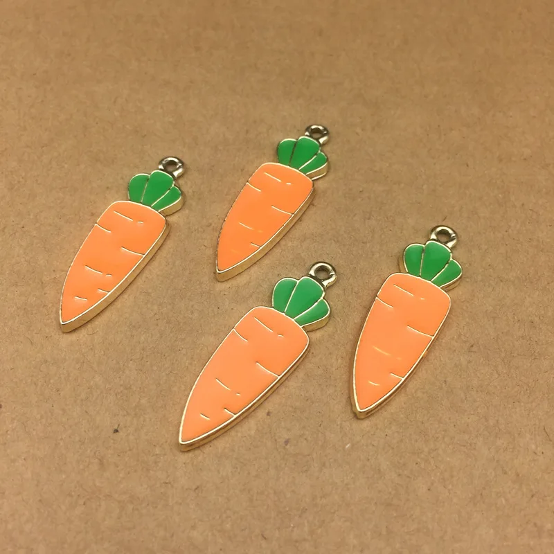 10pcs 12x37mm Alloy metal accessories enamel vegetable carrot charms Pendant for Necklace Earrings hanging handmade DIY material | Украшения