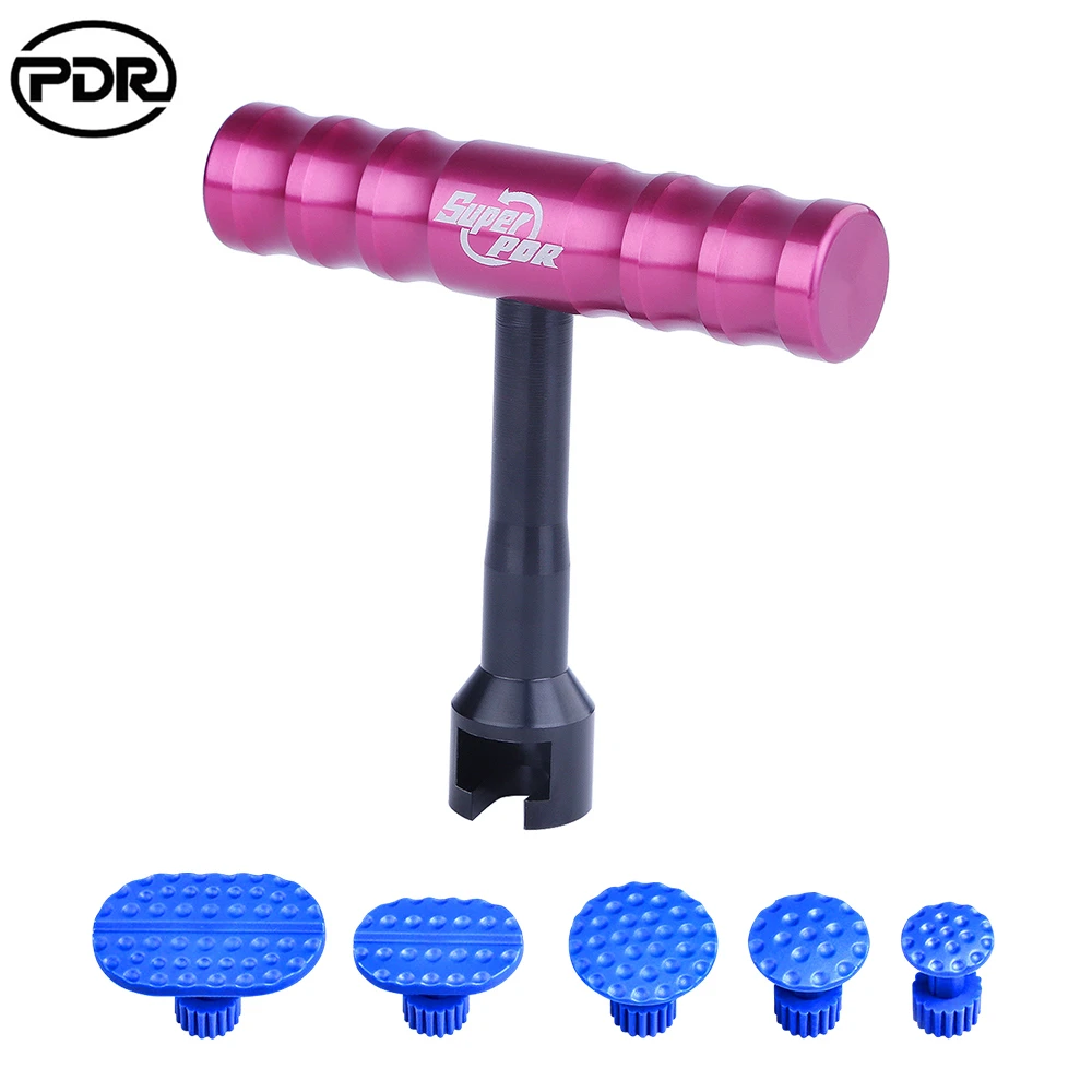 

PDR T Bar Puller Kit with 4 pcs Glue Tabs Auto Body Tools Lifter Dent Puller for 10cm Dent Repair for Car Motocycle