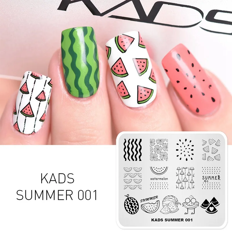 Summer 001 KADS шаблон для ногтей Летняя серия изображения для ногтей штамповка пластины трафареты для ногтей маникюр пластины для ногтей дизайн для печати - Цвет: Summer 001
