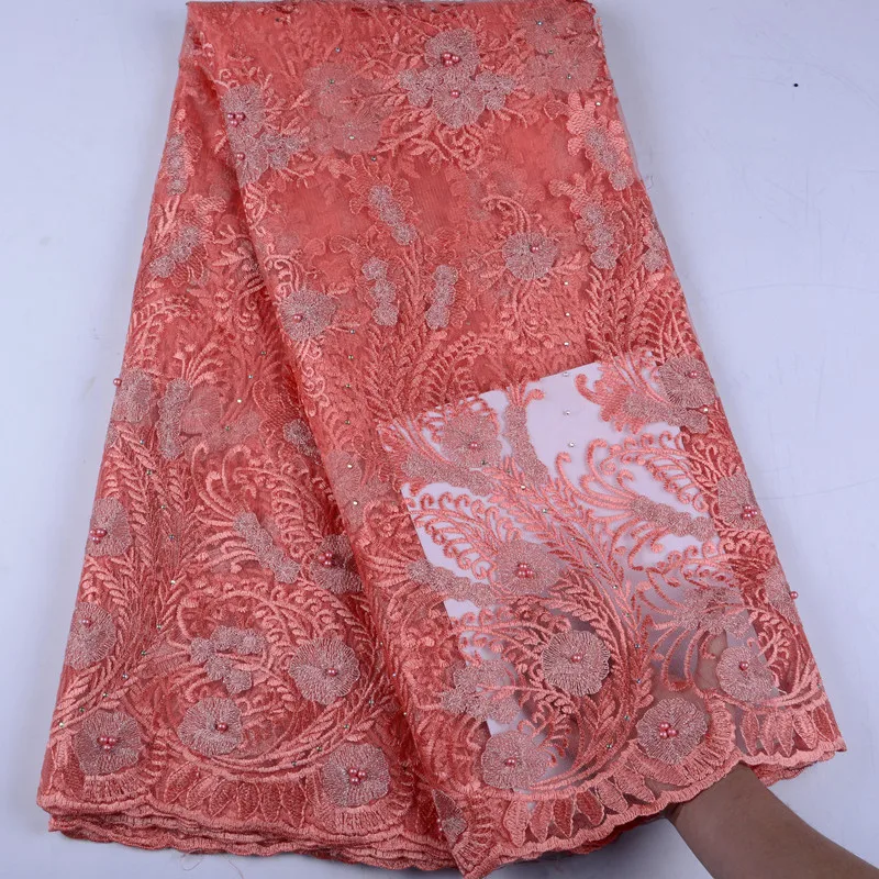 

African Tulle Lace Fabric High Quality Embroidery Mesh Fabric Lace With Stones Fashion Nigeria Wedding Party Dress Lace A1530