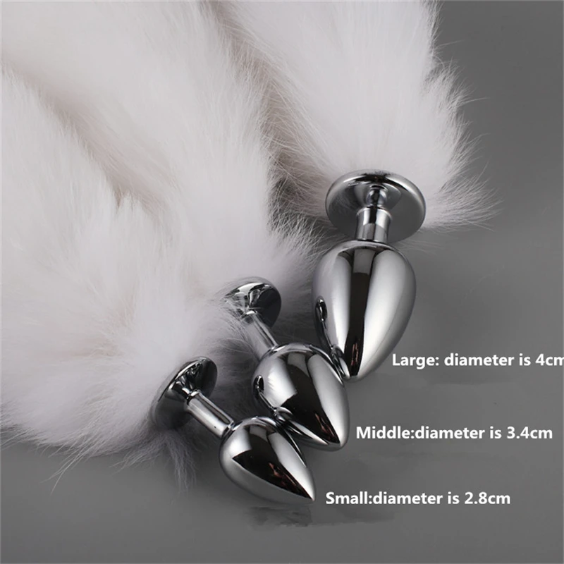 Sexy White and Purple Plush Ear Fox Tail Metallic Anal Plug SM Cosplay Adult Games Couple Flirting Sex Toy Products | Красота и