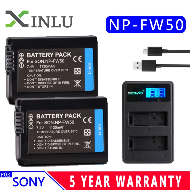 Зарядное устройство NP FW50 fw50 1130 мАч ЖК дисплей USB для Sony Alpha a6500 a6300 a6000 a5000 a3000