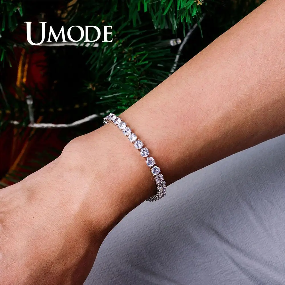 UMODE 0.5ct круглые прозрачные теннисные браслеты с кубическим цирконием для женщин и мужчин, Свадебные Роскошные ювелирные аксессуары для пар UB0021