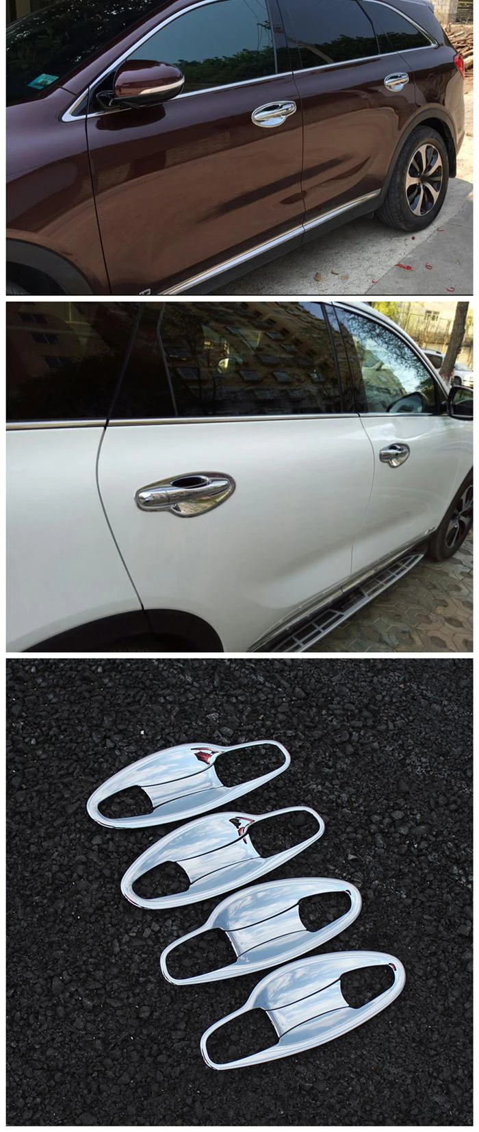Подходит для KIA SORENTO хромированная боковая дверная ручка, крышка чаши, накладка на чашку, Накладка для литья под давлением, декоративная рамка