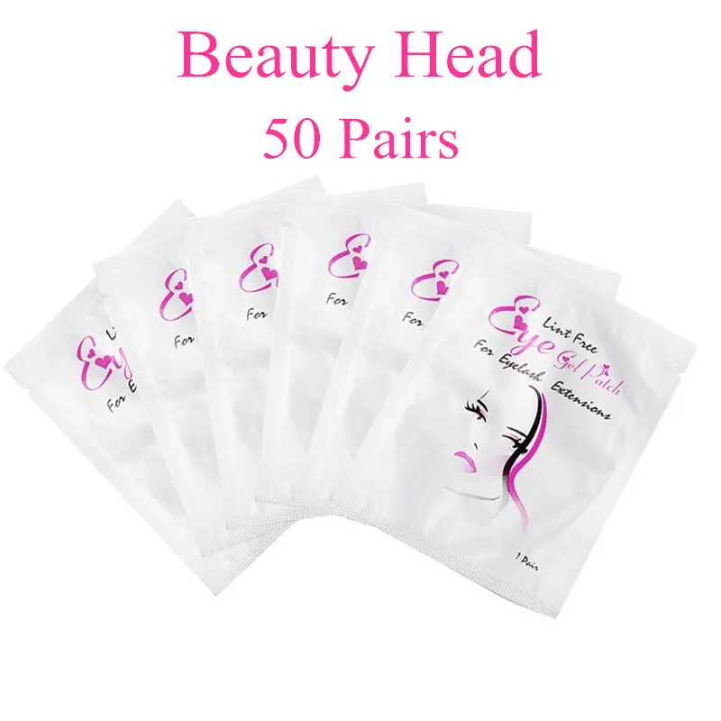50 Pairs Beauty Head NEWCOME 20/50/100 пар подушечки для ресниц под глаза гелевые подушечки 7 цветов Безворсовая Ткань наклейки для подвесных для наращивания ресниц инструмент - Цвет: 50 Pairs Beauty Head