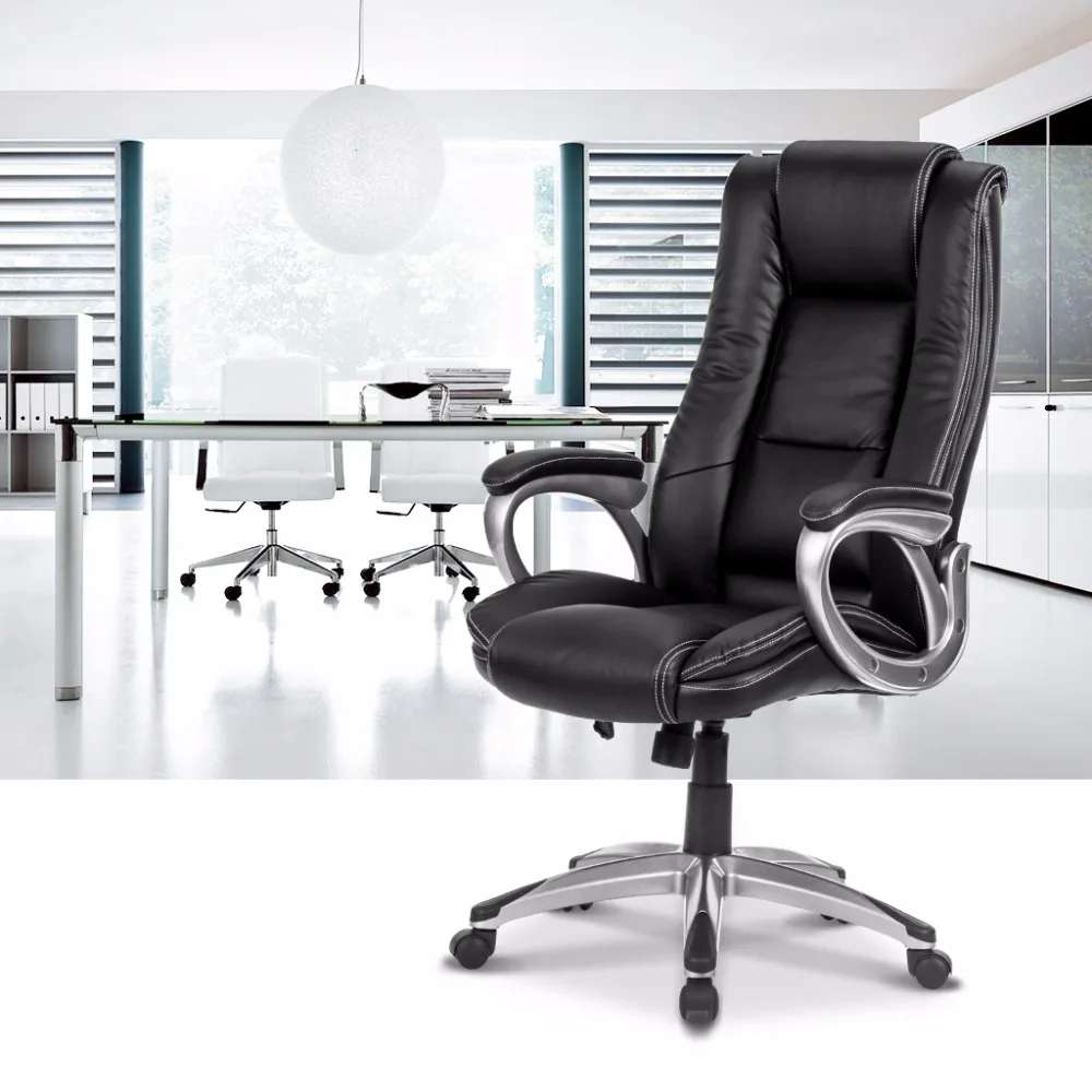 Современный эргономичный кожаный офисный стул LANGRIA с высокой спинкой и двумя