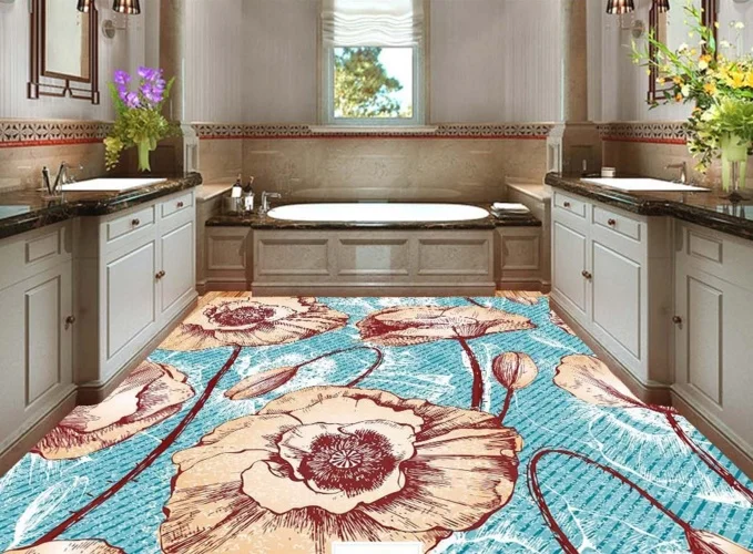 

[Self-Adhesive] 3D Retro Flower 2 Non-slip Waterproof Photo Self-Adhesive Floor Mural Sticker WallPaper Murals Wall Print Decal