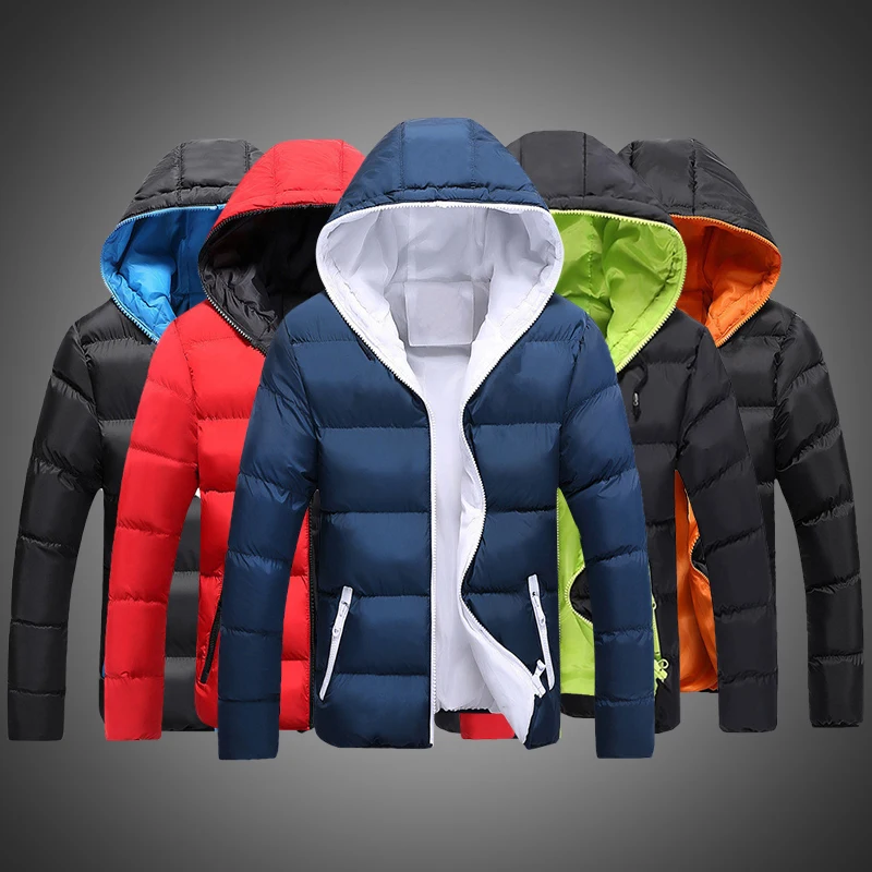 Новинка 2019 зимние куртки с капюшоном парка Мужская Осенняя теплая верхняя одежда