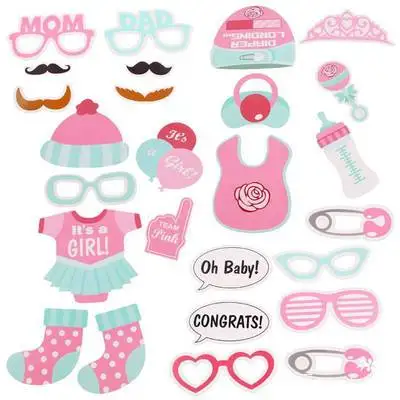 25pcs photo booth 1 день рождения украшения первый день рождения девушка вечерние украшения шары 1 год День Рождения украшения детский душ декор 1 день рождения - Цвет: 25pcs photo booth