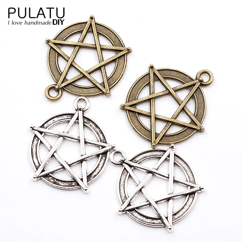 PULATU 5 шт./компл. винтажная пятиконечная звезда для подвесок подвеска ключей