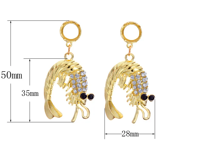 Cute Lobster Shape Drop Earrings For Girl Women Lady Fashion Dangle Earring Personality Long Statement Jewelry Cubic Zirconia | Украшения и