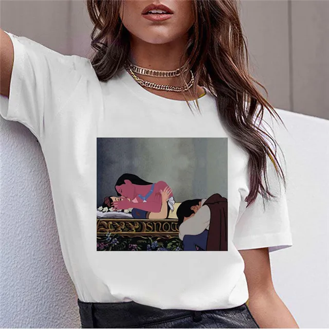 New Female T Shirt Dark Snow White Harajuku T Shirt Women Vintage Aesthetic T-shirt Korean Style Graphic Top Tees - Цвет: 1029