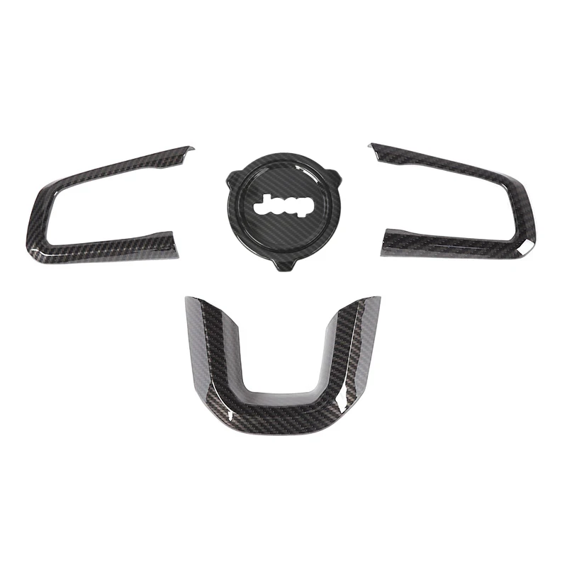 Серый SHINEKA красный углеродного волокна ABS наклейка для Jeep Wrangler JL JLU Sahara Rubicon+ рулевая колесная наклейка - Название цвета: Серый