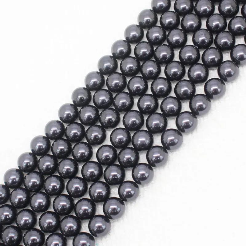 Оптовая продажа 8-14 мм красивый черный жемчужный Круглый свободный Beads15 &quot/38 см