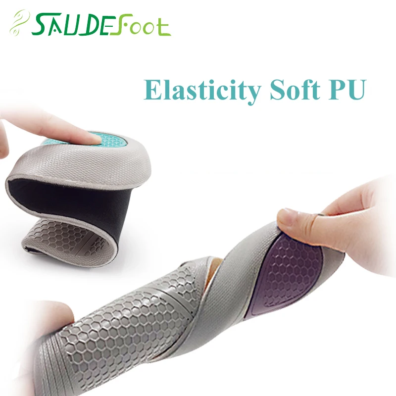 Saudefoot PU Sport Insoles Sweat Absorption Pads Pain Relieve  Material Flat Feet Running Sport Shoe Foot Care Men Women