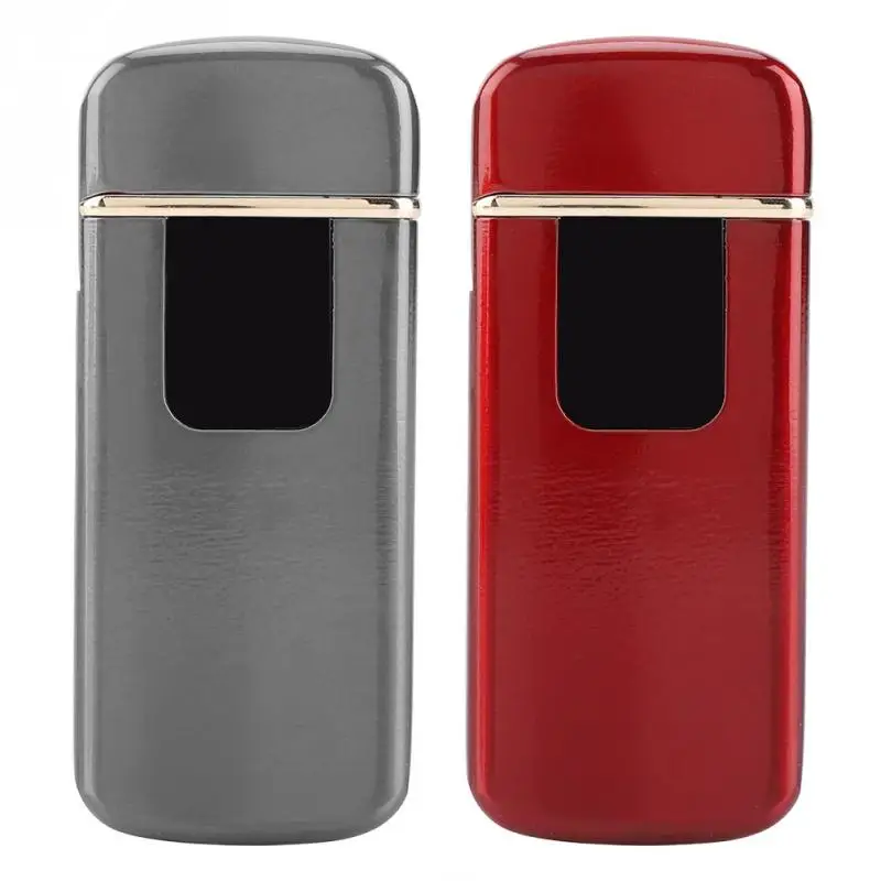 Перезаряжаемая металлическая USB зажигалка, портативный светодиодный дисплей, сенсорный Пальчиковый принт, зарядка, зажигалки, аксессуары для курения, модный подарок