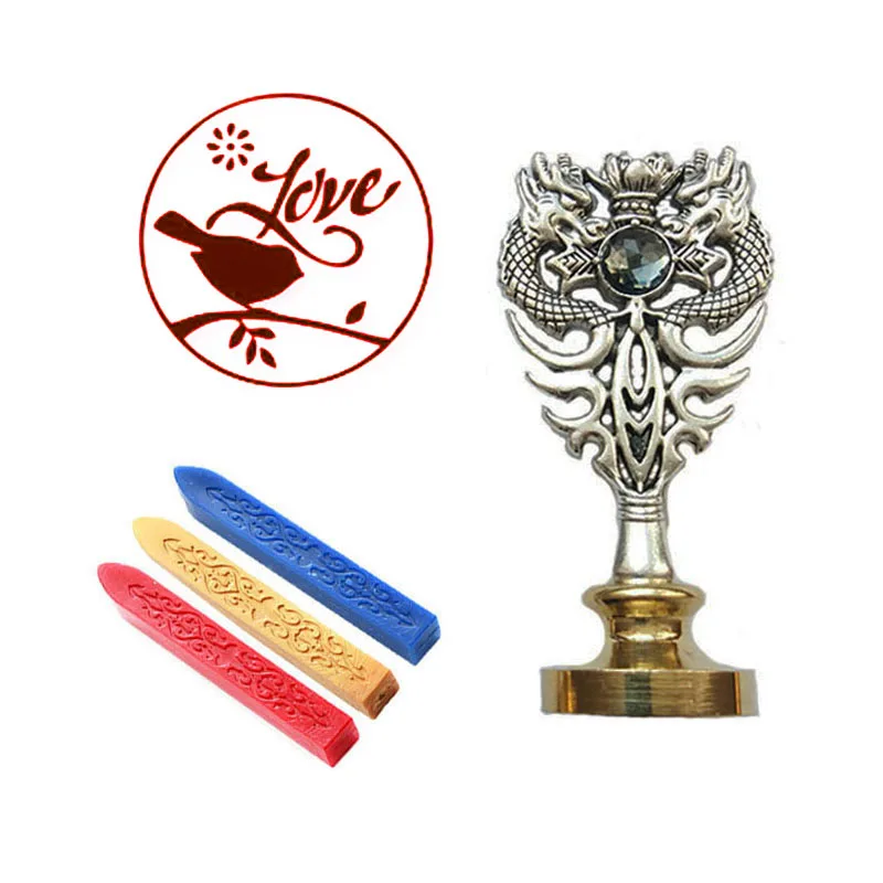 

Надпись индивидуальная восковая печать, птица, любовь, металлическая ручка дракона, винтажные свадебные приглашения (Дракон, серебро)