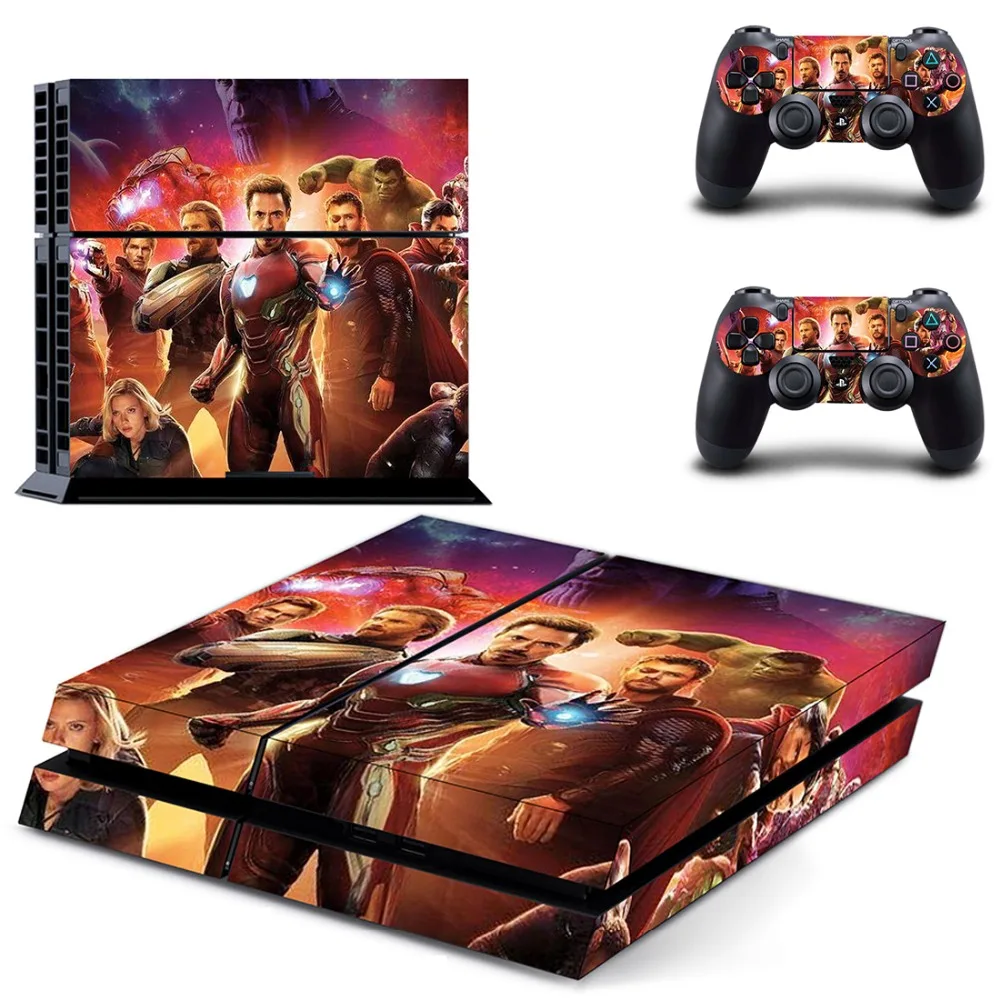 Виниловая наклейка для консоли Playstation 4 и 2 контроллеров PS4 Мстители Endgame Железный