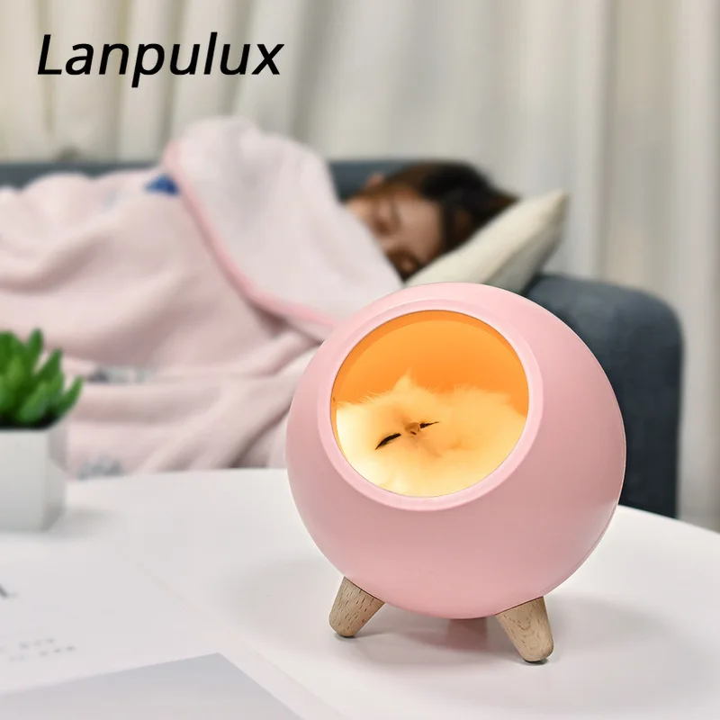 Lanpulux ночное освещение для сна с кошкой зарядка через USB гнездо дизайн